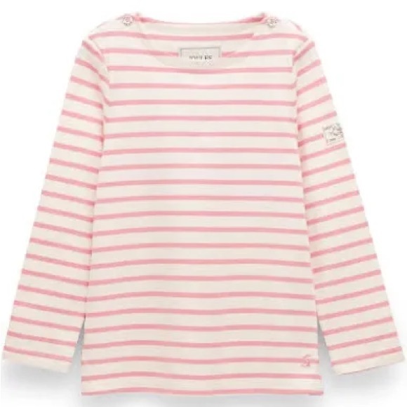 Joules pink and White Striped Long Sleeve Tee - Picture 1 of 4